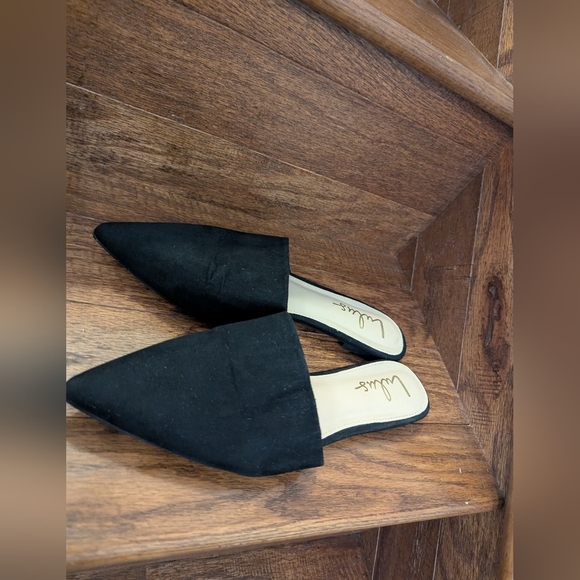 Lulu's Black Mules Size 7.5, Lorene Faux Suede Pointed-Toe - Picture 13 of 16